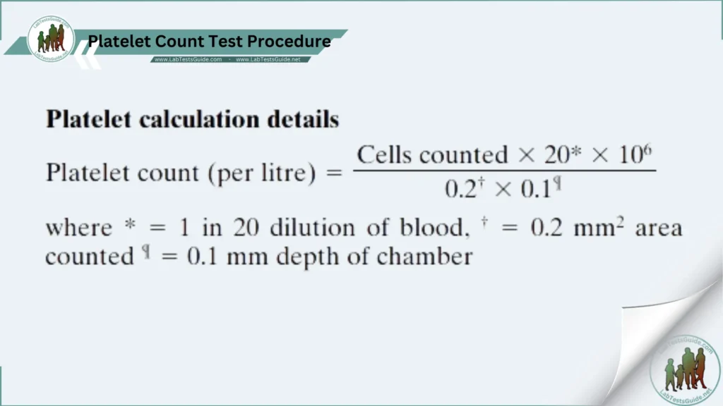 Platelet Count Test Procedure Platelet Count Test Calculation