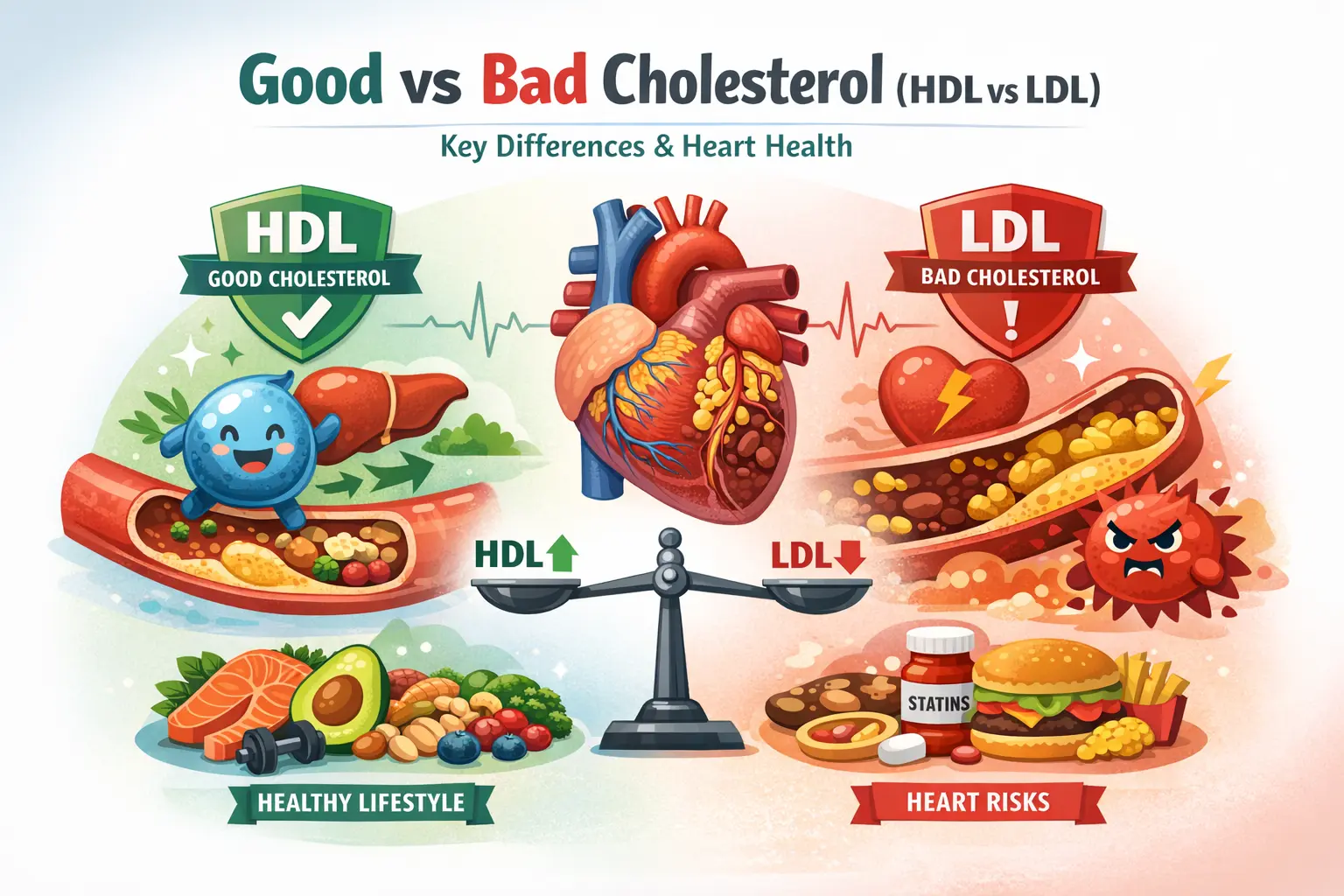 Blood test and heart health concept showing cholesterol levels