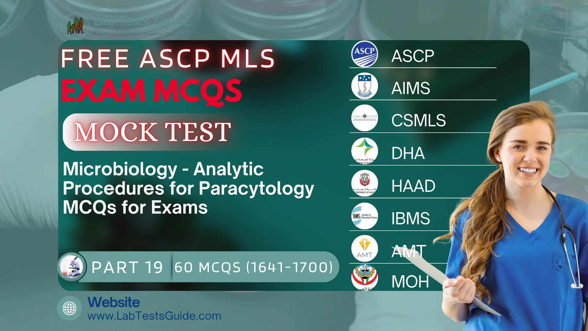 Free ASCP MLS Exam Practice Questions Mock Test Part 19 – Microbiology - Analytic Procedures for Paracytology