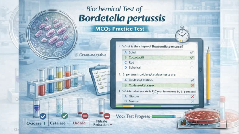 Biochemical Test of Bordetella Pertussis FAQs and MCQs MCQs Mock Test