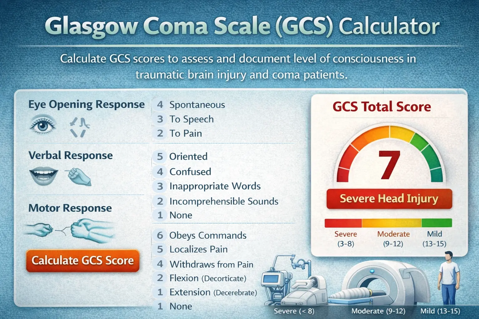 Glasgow Coma Scale (GCS) Calculator