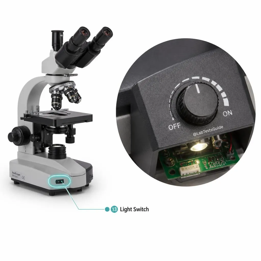 Microscope light switch power button on off