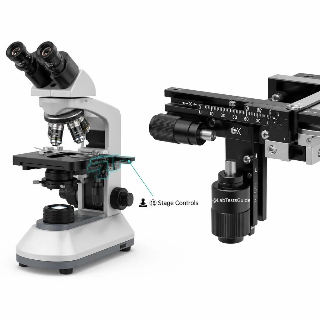 Microscope stage X Y movement control knobs