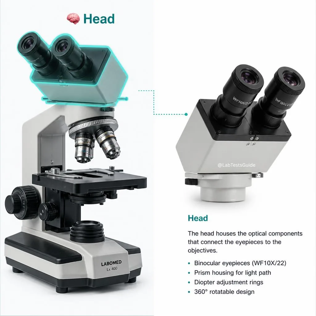 Microscope head body tube structure top section