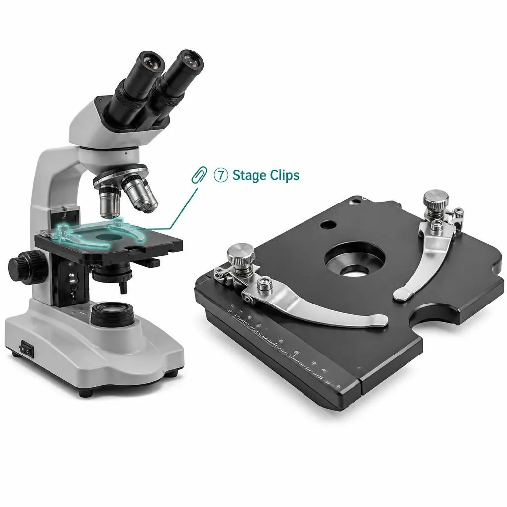 Microscope stage clips slide holder clamps