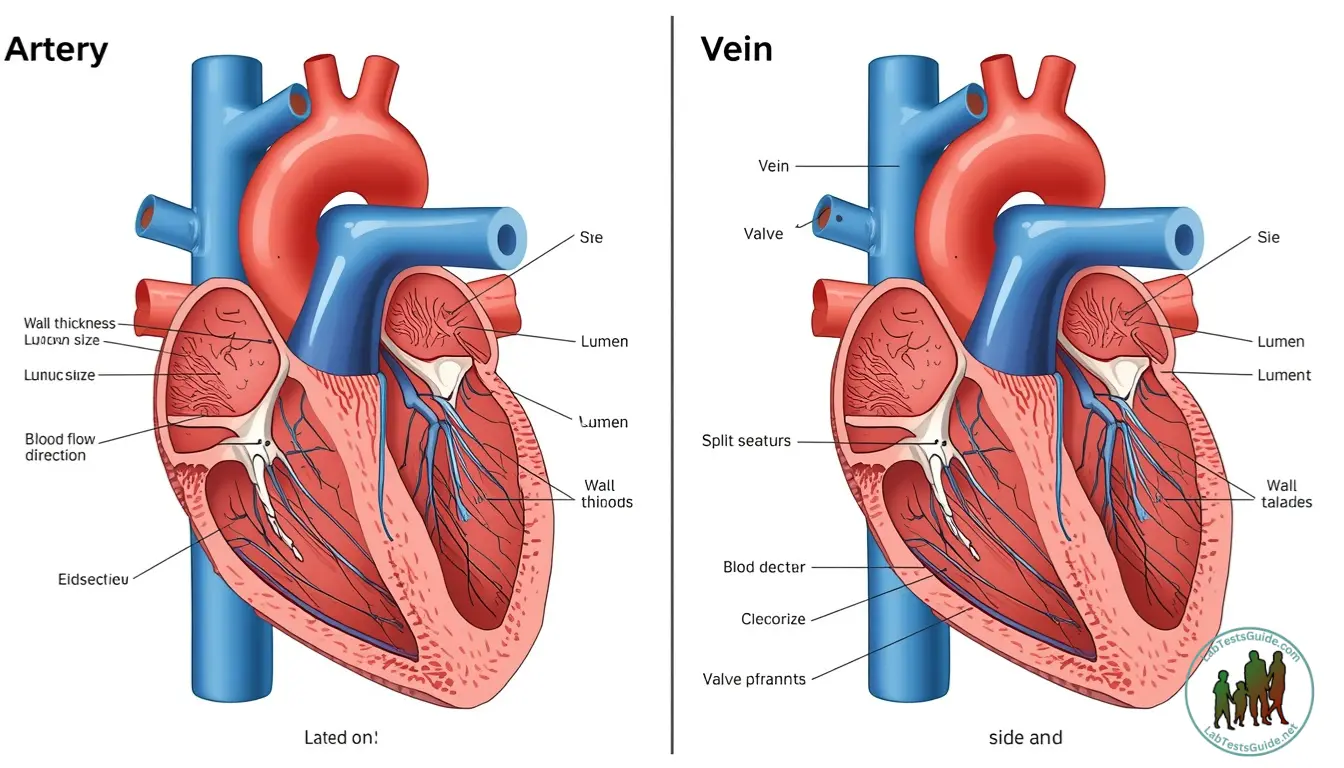 Artery vs Vein Side-by-Side Anatomy Comparison Artery vs Vein Side-by-Side Anatomy Comparison