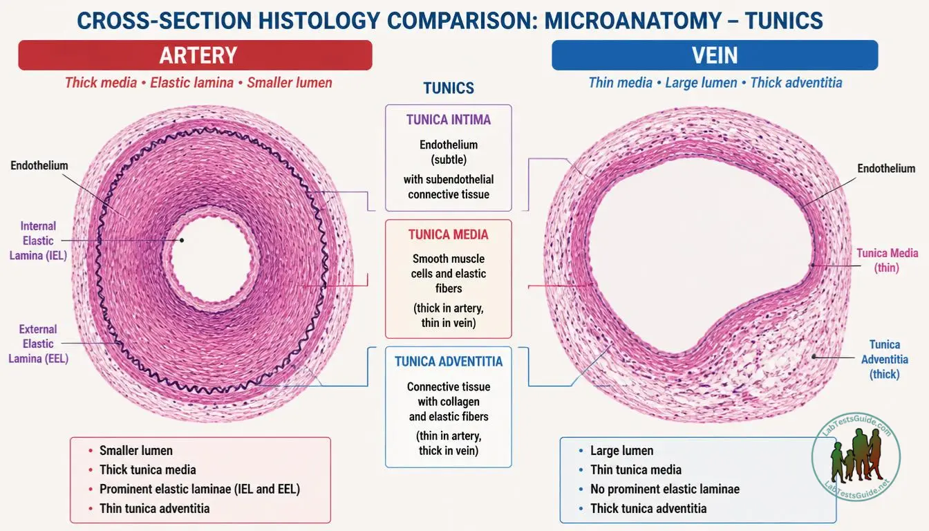 Microanatomy: Tunics Compared Cross-Section Histology Comparison