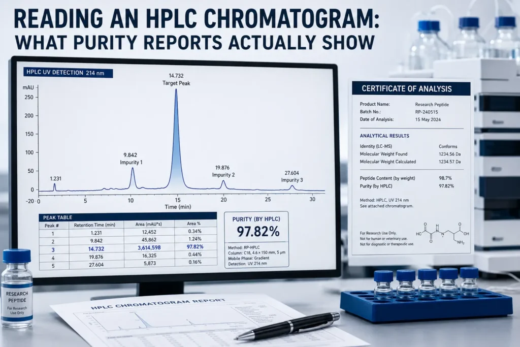Reading an HPLC Chromatogram - What Purity Reports Actually Show