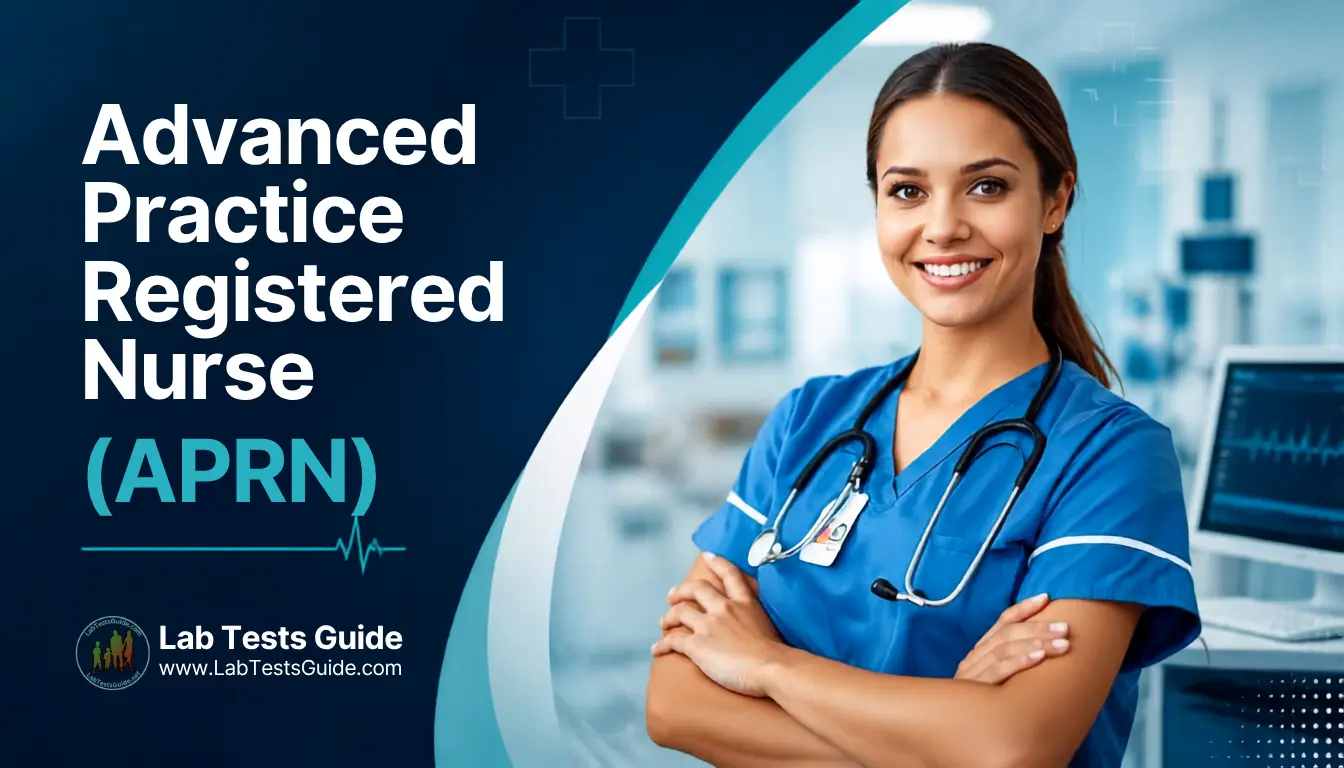 Advanced Practice Registered Nurse reviewing patient information and laboratory test results