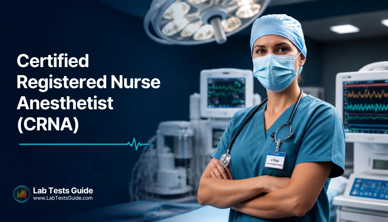 Certified Registered Nurse Anesthetist (CRNA) in Operating Room Certified Registered Nurse Anesthetist monitoring a patient in a hospital operating room