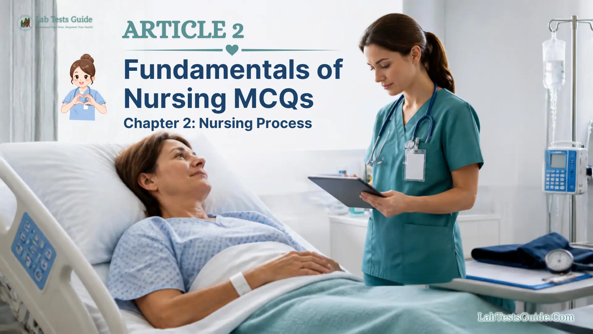 Nurse reviewing the nursing process and patient care plan