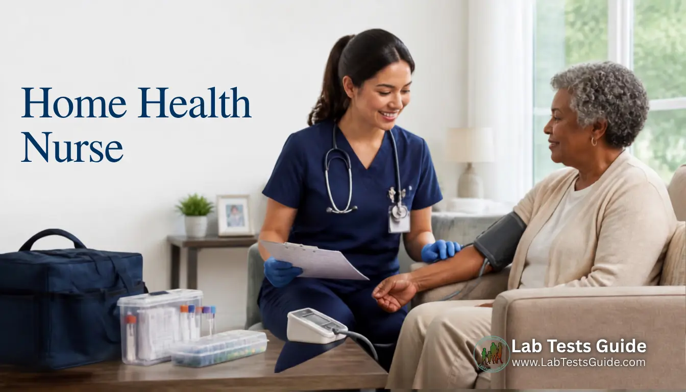 Home Health Nurse assessing a patient in a home setting