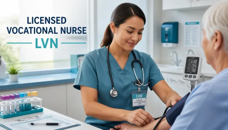Licensed Vocational Nurse providing patient care in a clinical healthcare setting