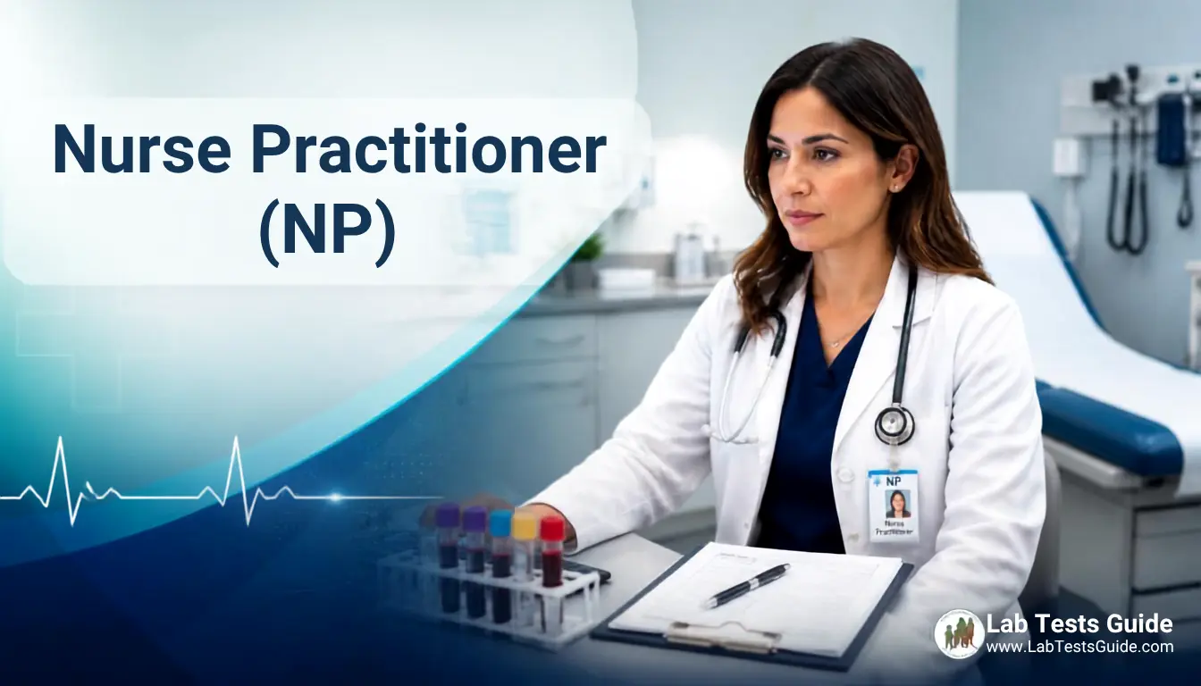 Nurse Practitioner reviewing laboratory test results in a clinical setting