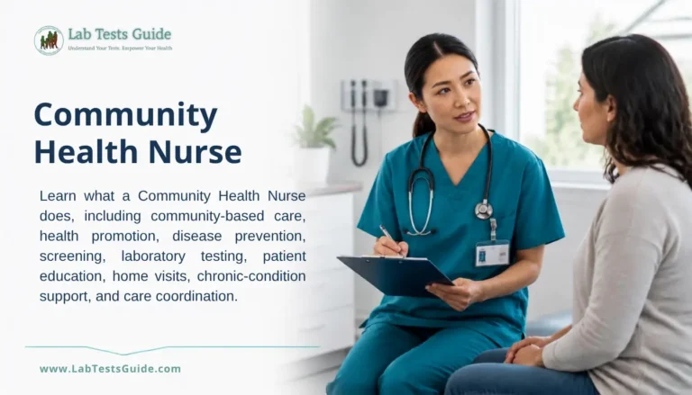 Community Health Nurse providing health assessment and education to a patient