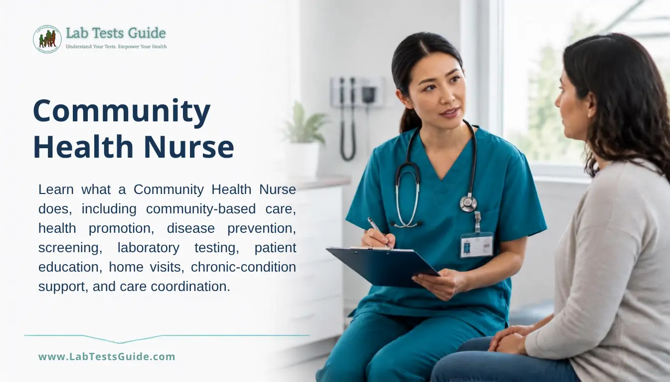Community Health Nurse providing health assessment and education to a patient