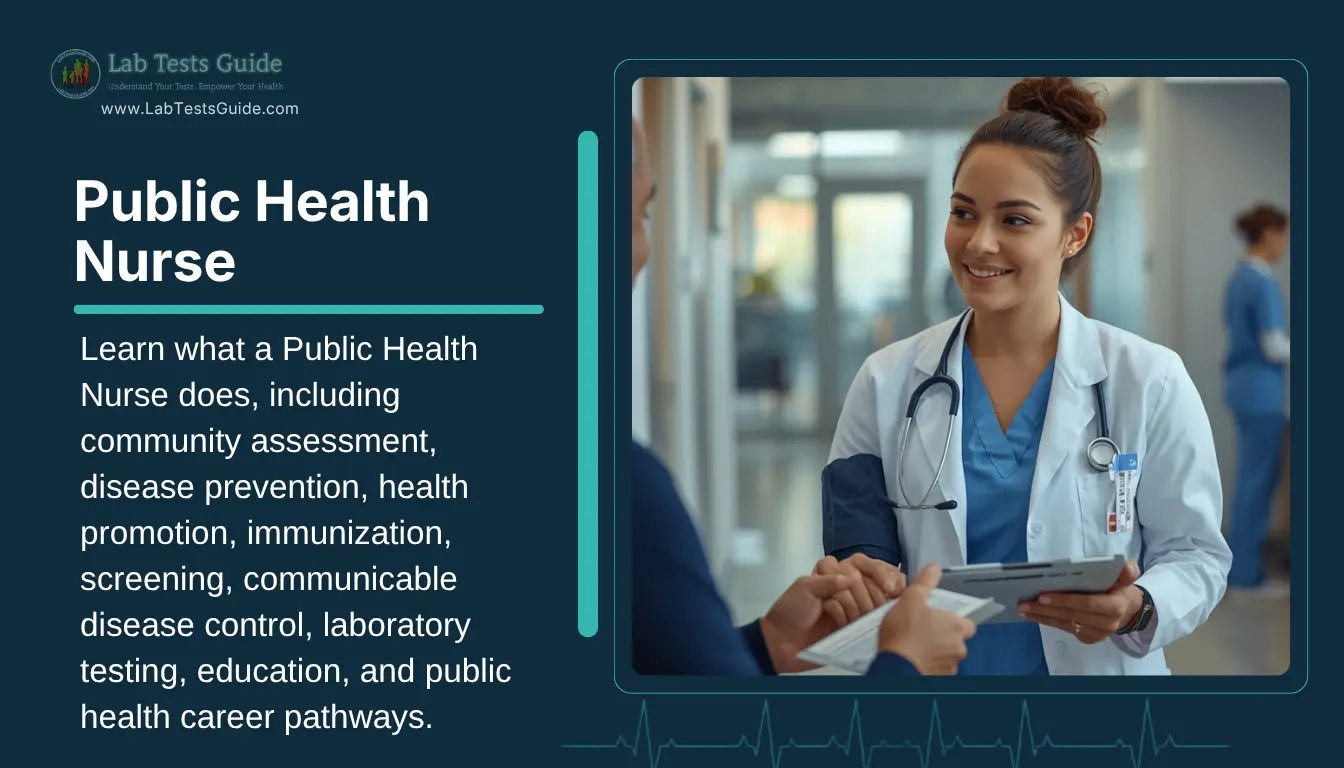 Public Health Nurse conducting a community health assessment in a healthcare clinic