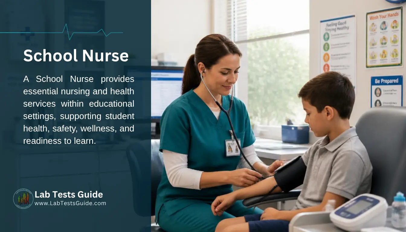 School Nurse assessing a student in a school health office