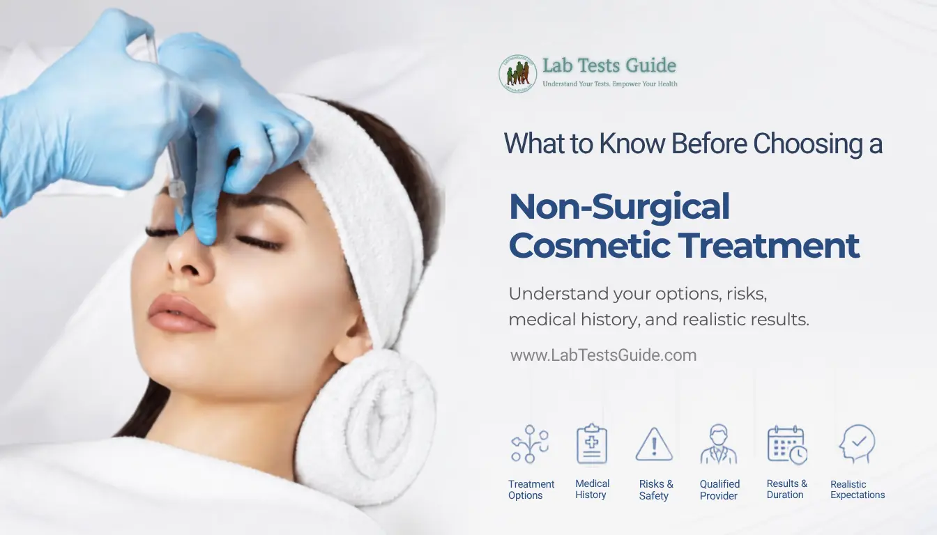 Woman receiving a facial injectable cosmetic treatment from a medical professional